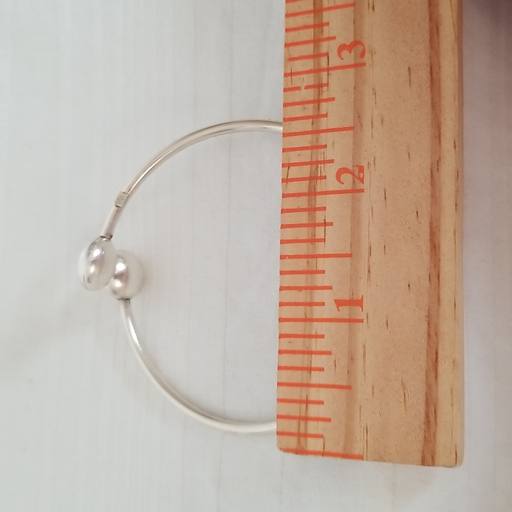 Sterling Silver Double Round Bangle Bracelet 950 - image 4